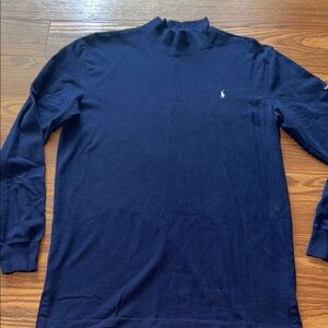 VNTG POLO GOLF RALPH LAUREN Turtleneck Men M Blue Pima Long Sleeve Tartan Fields